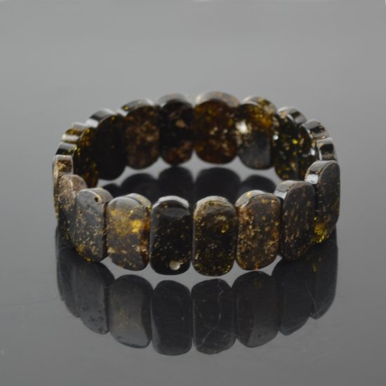 Dark green classic amber beads bracelet